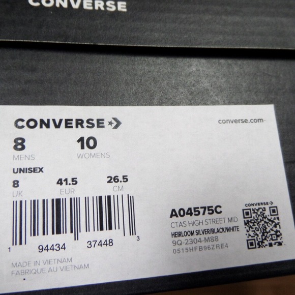 Converse Chuck Taylor All Star High Street Mid Top Shoes Woman's Size 10 A04575C - Picture 9 of 9